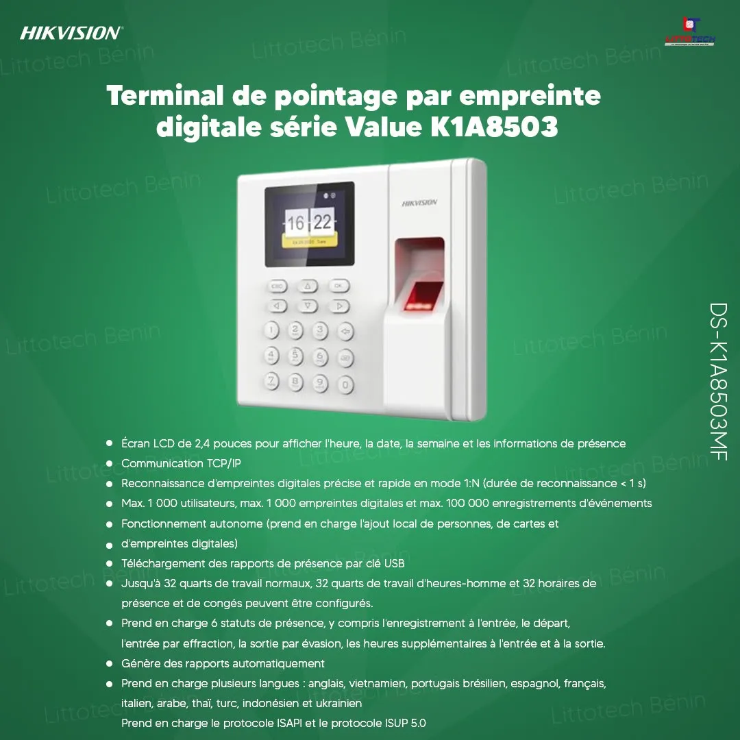 Photo 2 - TERMINALE DE POINTAGE PAR EMPREINTE POUR LA PRÉSENCE